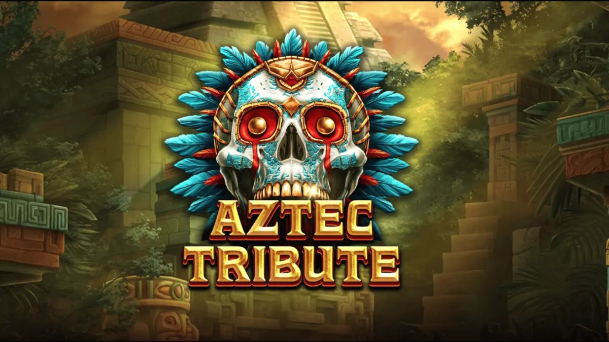 Tampilan visual slot Aztec Tribute dengan latar belakang hutan dan reruntuhan kuno.