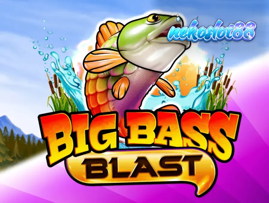 Tampilan visual futuristik slot Big Bass Blast dengan elemen memancing.